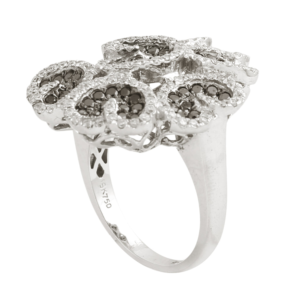 Women’s Ring in 18K White Gold with Black and White Diamonds – Fine Jewelry