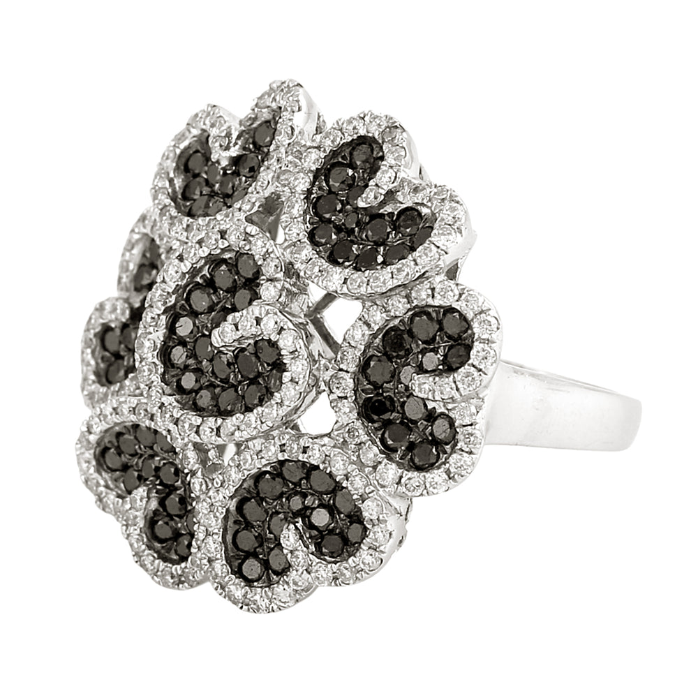 Women’s Ring in 18K White Gold with Black and White Diamonds – Fine Jewelry