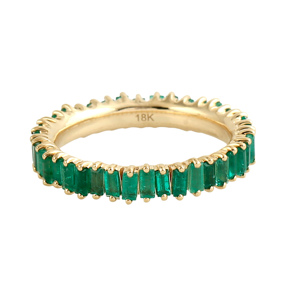 Baguette Emerald Eternity Band Ring in 18K Yellow Gold