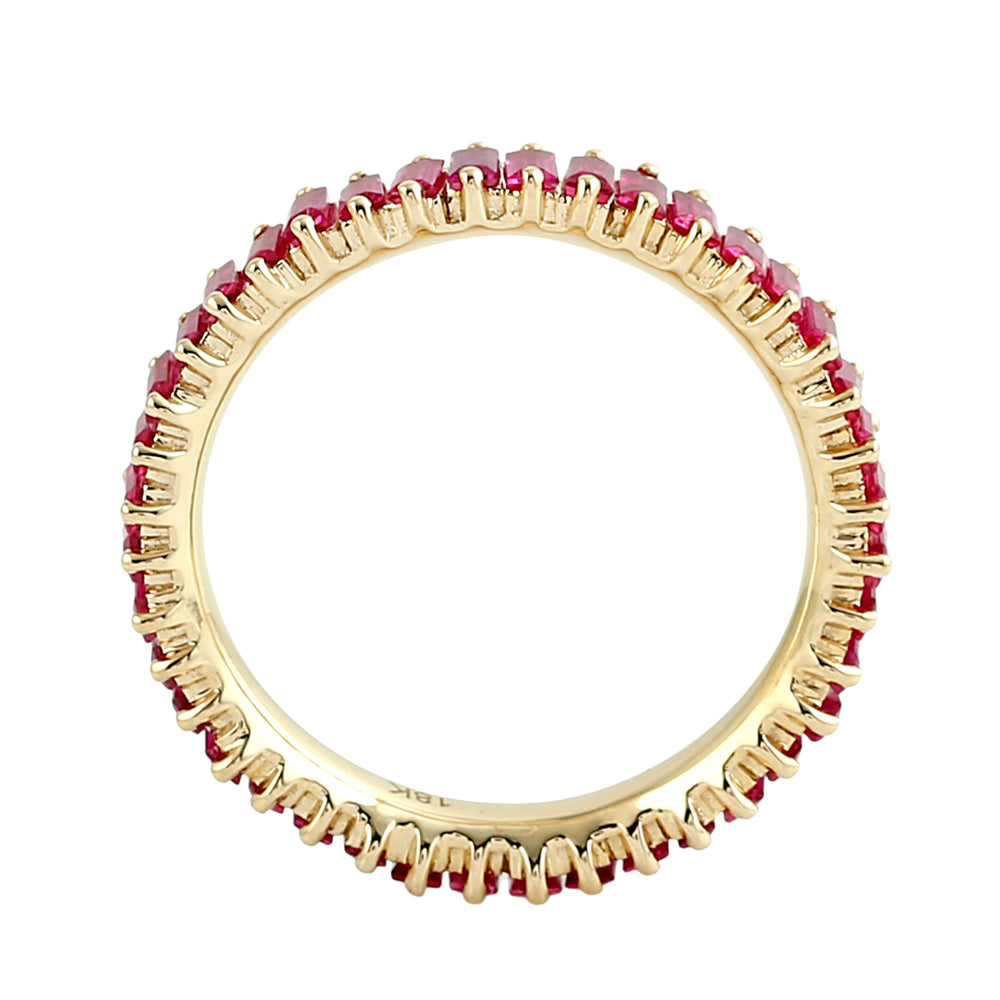 Baguette Ruby Eternity Band Ring in 18K Yellow Gold