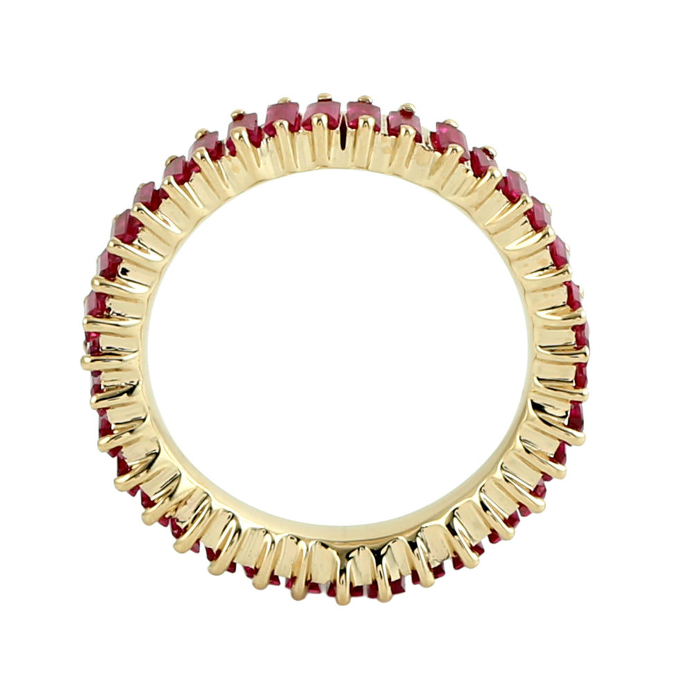 Ruby Baguette Eternity Band Ring in 18K Yellow Gold