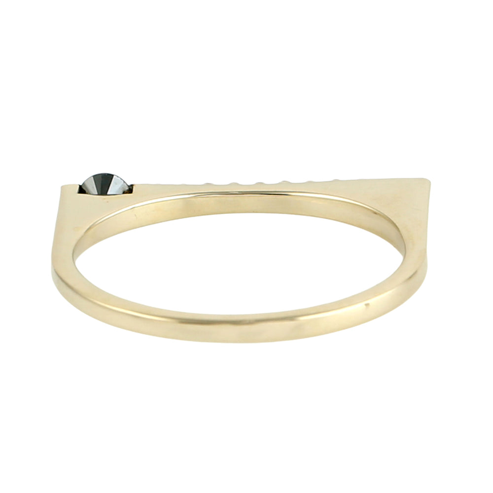 Black & White Diamond Geometric Band Ring in 14K Yellow Gold