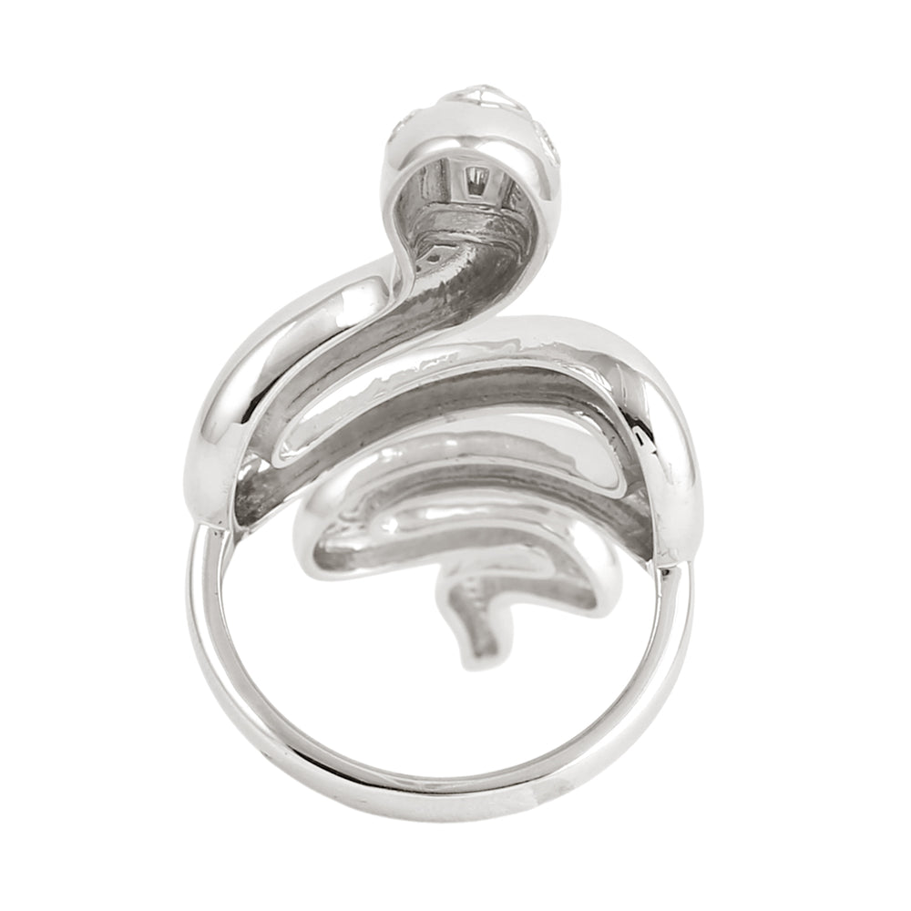 Pave Diamond Snake Wrap Long Ring in 18K White Gold