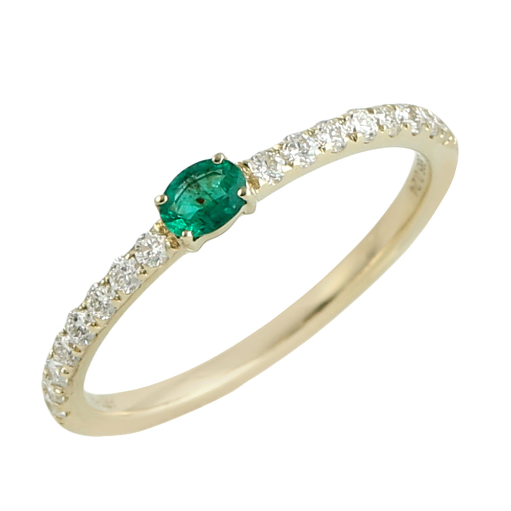 Emerald & Diamond Half Eternity Ring in 14K Yellow Gold