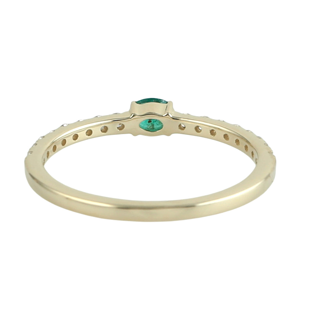 Emerald & Diamond Half Eternity Ring in 14K Yellow Gold