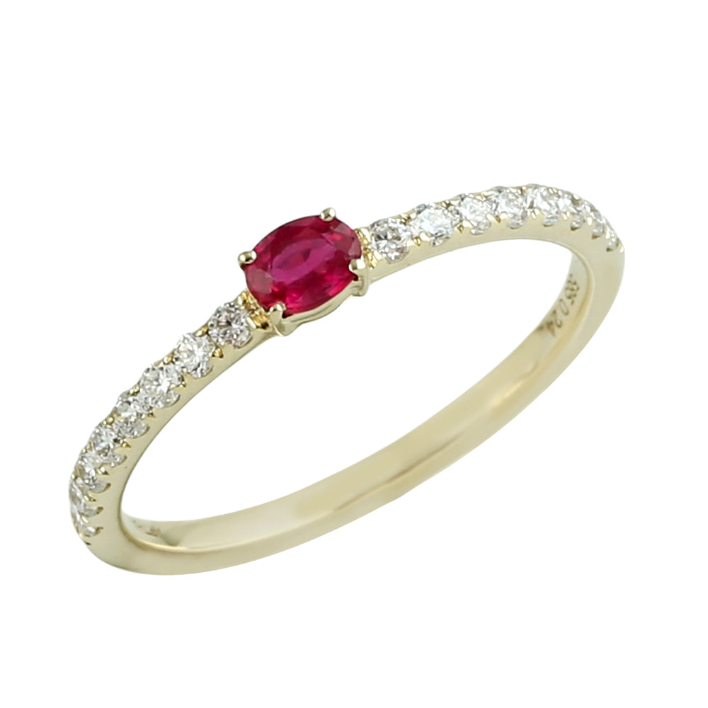 Ruby & Diamond Half Eternity Ring in 14K Yellow Gold