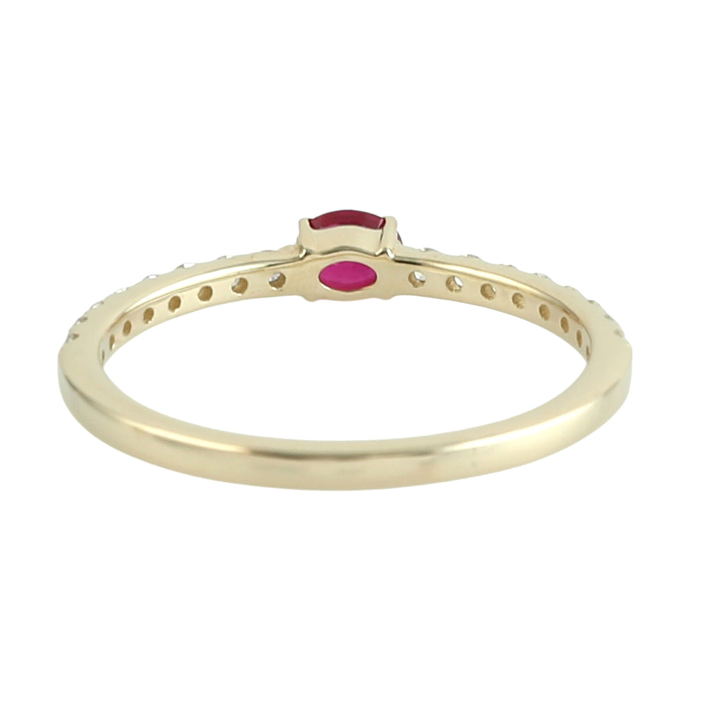 Ruby & Diamond Half Eternity Ring in 14K Yellow Gold