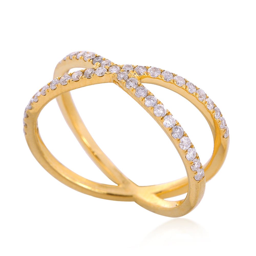 Diamond X Crossover Band Ring in 18K Yellow Gold