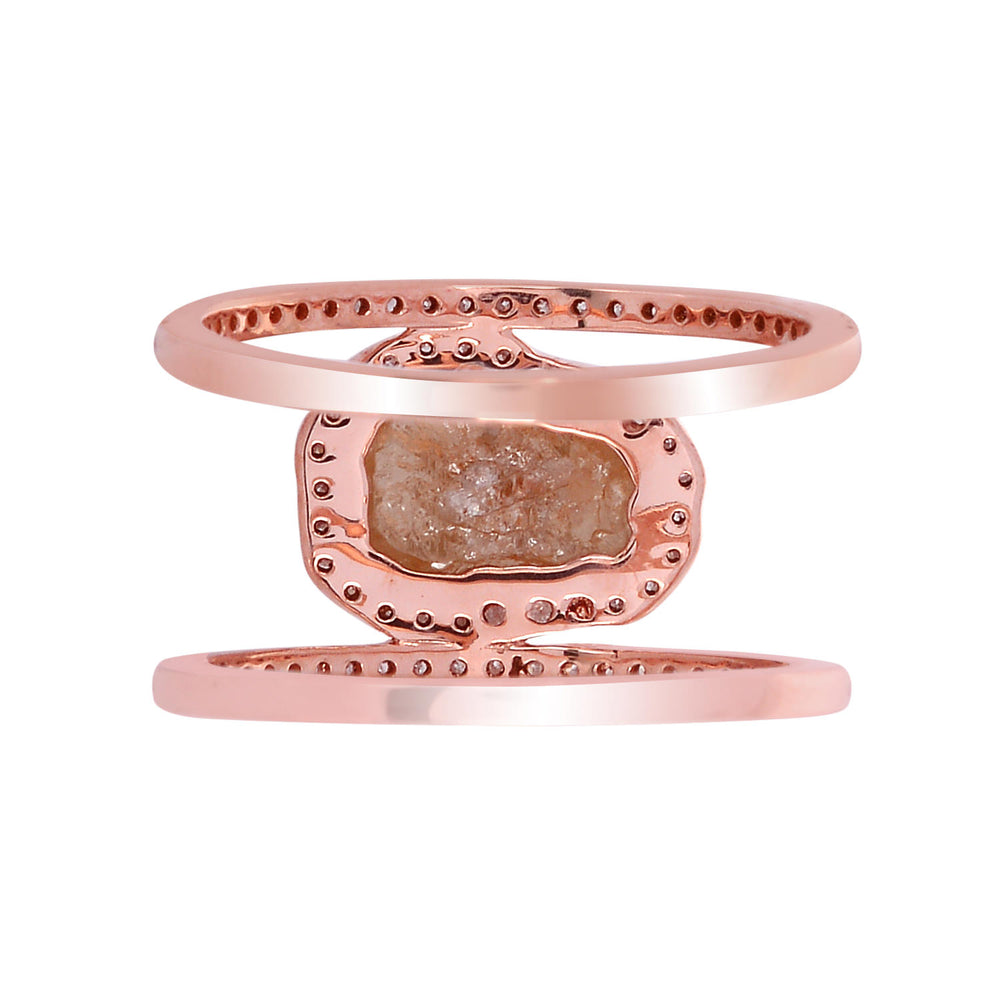18K Rose Gold Uneven Ice Diamond Handmade Elegant Ring For Women's