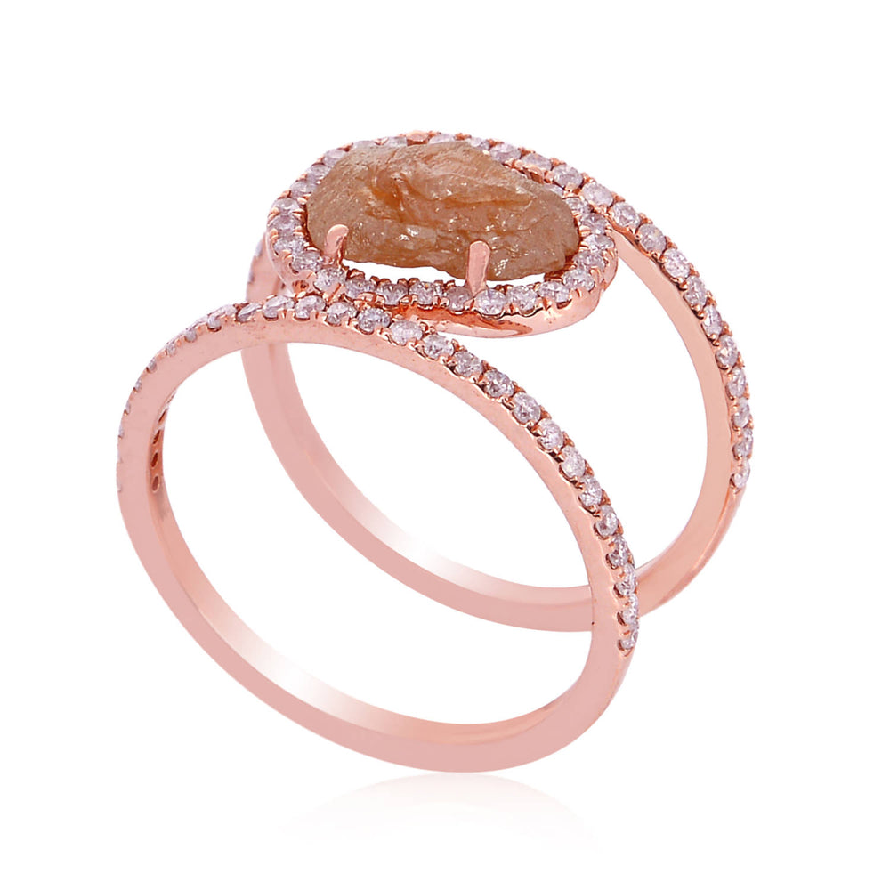 18K Rose Gold Uneven Ice Diamond Handmade Elegant Ring For Women's