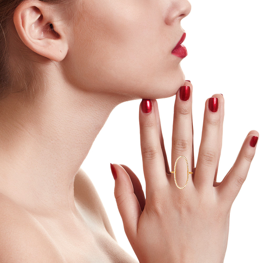 Minimal Oval Open Diamond Band Ring in 18K Yellow Gold