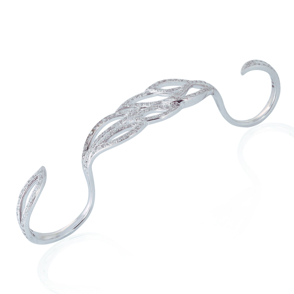 Openwork Leaf Diamond Four-Finger Statement Ring in 18K White Gold