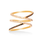 18K Yellow Gold Micro Pave Natural Diamond Spiral Ring For Her