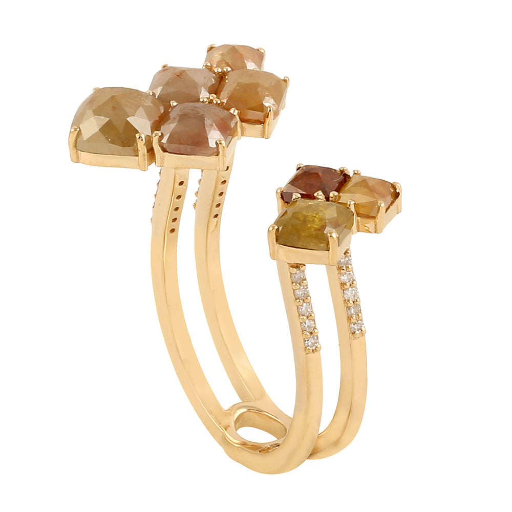 Ice Diamond Open Between The Finger Ring In 18k Yellow Gold Fine Jewelry