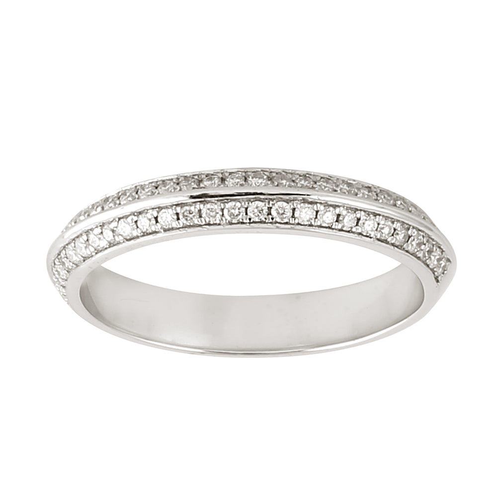 Double Row Diamond Pave Band in 18K White Gold