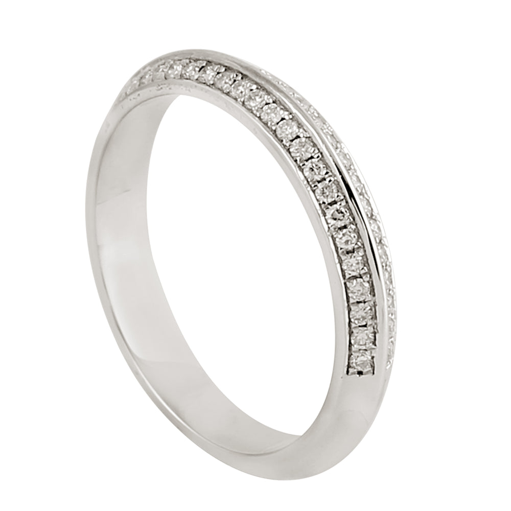 Double Row Diamond Pave Band in 18K White Gold