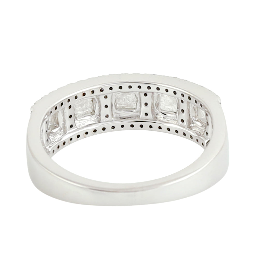 18K White Gold Princess Cut Ice Diamond Band Ring