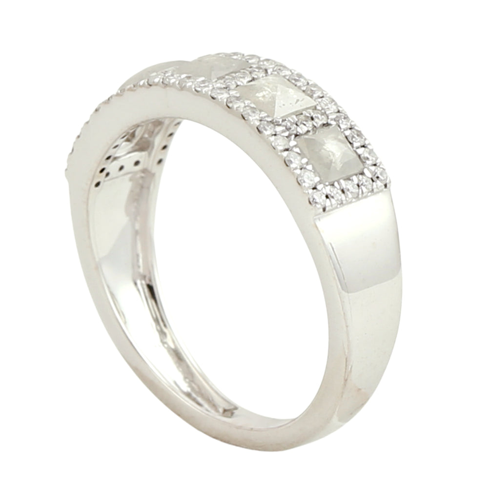 18K White Gold Princess Cut Ice Diamond Band Ring