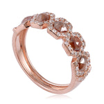 Hexagon Ice Diamond Half Eternity Band Ring Made In 18K Rose Gold For Her