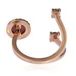 18K Solid Rose Gold Prong Natural Ice Diamond Between The Finger Ring For Women's