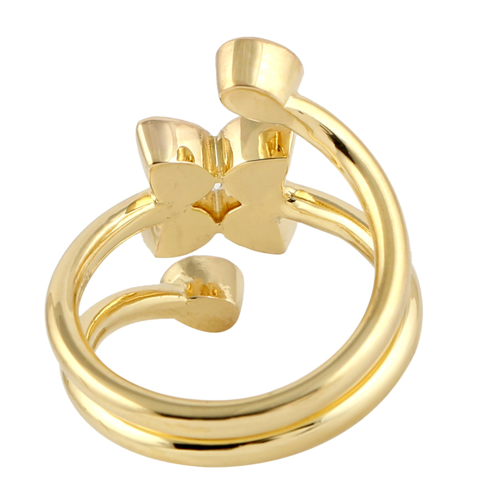 Natural Rose Cut Diamond Handmade Spiral Ring In 18k Yellow Gold