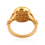 18K Yellow Gold Bezel Set Rose Cut Diamond Ethnic Cluster Ring Jewelry For Wedding