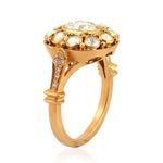 18K Yellow Gold Bezel Set Rose Cut Diamond Ethnic Cluster Ring Jewelry For Wedding