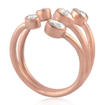 Natural Rose Cut Diamond Bezel Set Designer Between The Finger Ring 18k Rose Gold