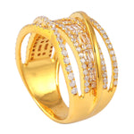 18K Yellow Gold Multi Layers Ladies Wedding Band Ring with Baguette Diamonds Black Friday Sale