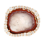 Unshaped Geode Prong Natural Diamond Cocktail Ring In 18K Rose Gold