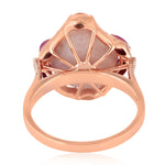 Marquise Sapphire Ruby Uneven Geode Pave Diamond 18K Rose Gold Antique Ring