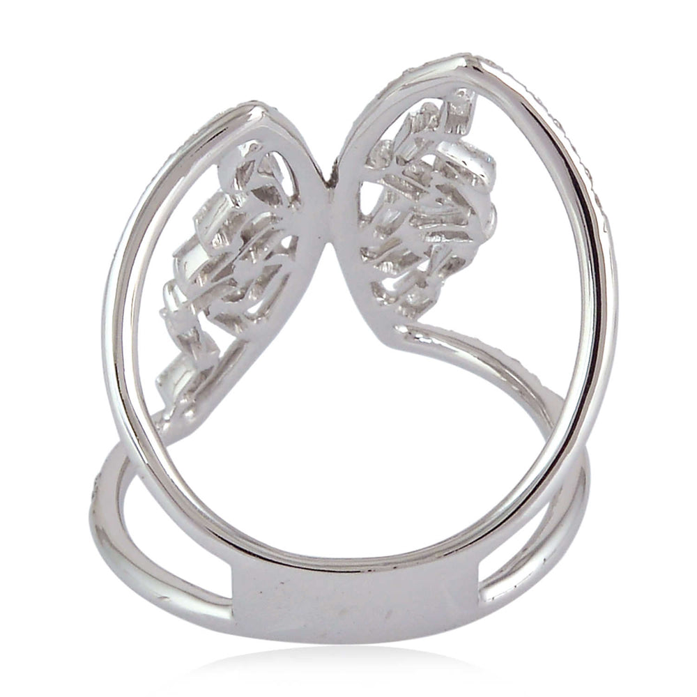 Double Butterfly Ring with Baguette Diamonds in 18K White Gold – Nature-Inspired Design