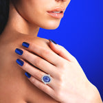 Oval Tanzanite Natural Baguette Round Diamond Engagement Ring Made In 18K White Gold