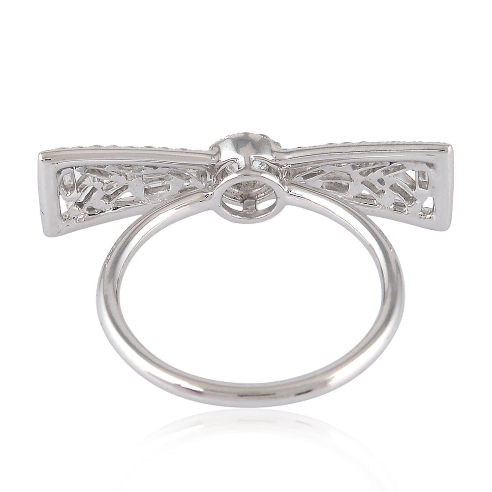 Diamond Bow Promise Ring in 18K White Gold – Tapered Cut Sparkle for Her