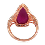 Pear Ruby Precious Gemstone Drop Solitaire Ring Prong Diamond 18K Rose Gold Jewelry