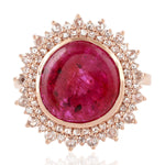 Beautiful Ruby Handmade pave Diamond Cocktail Ring For Women
