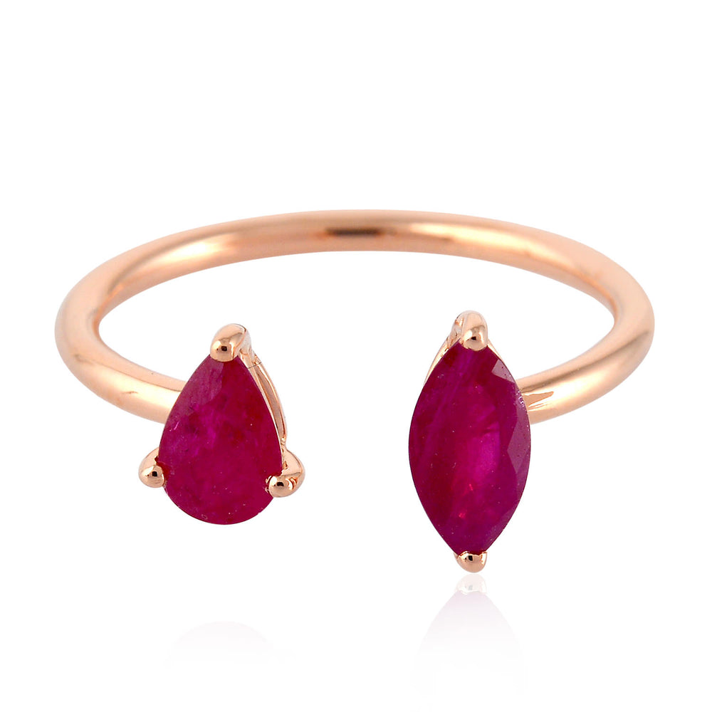 18K Rose Gold Open Ruby Ring – Between-the-Finger Statement Jewelry