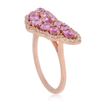 Rose Cut Pink Sapphire Prong Natural Diamond Designer Ring In 18K Rose Gold Jewelry