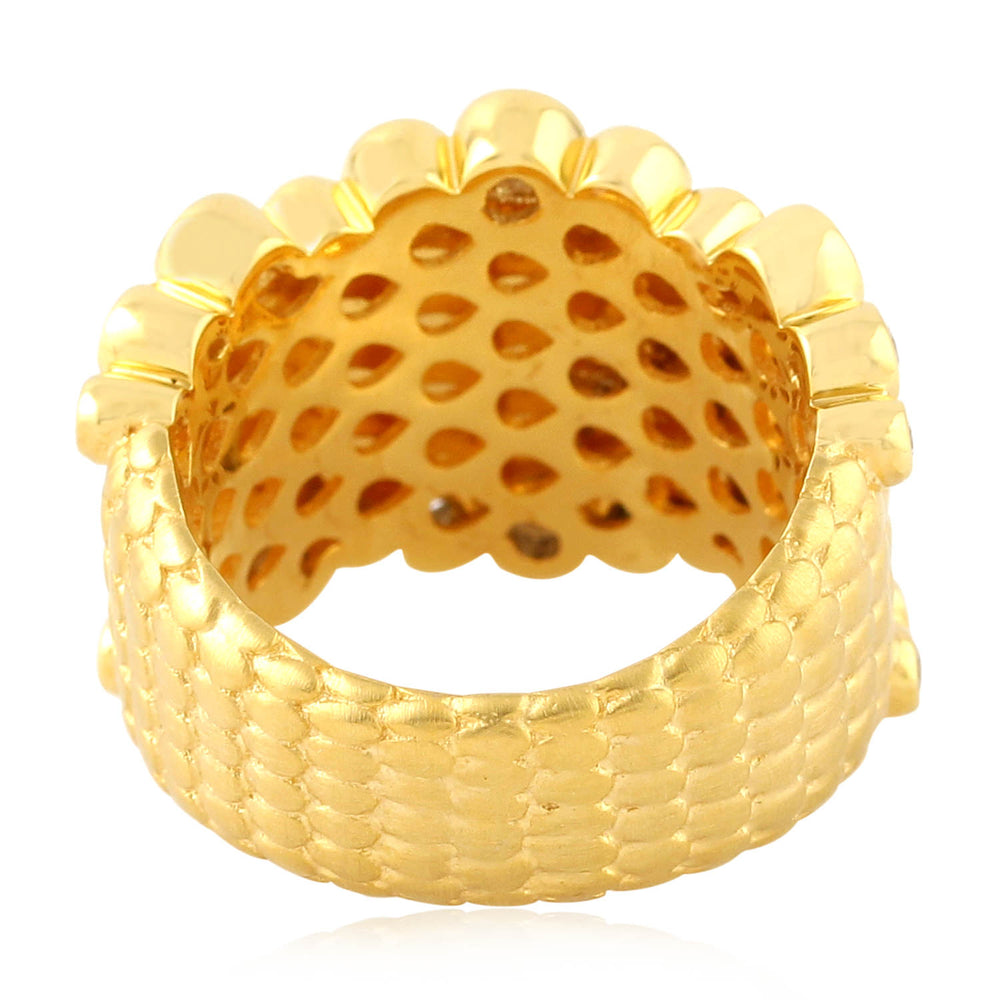 Natural Diamond Bezel Designer Band Ring In 18K Yellow Gold