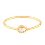 Natural Rose Cut Diamond Bezel Set 18K Yellow Gold Band Ring For Her