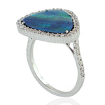 Natural Mix Shape Opal Doublet Prong Diamond Cocktail Ring Jewelry For Her