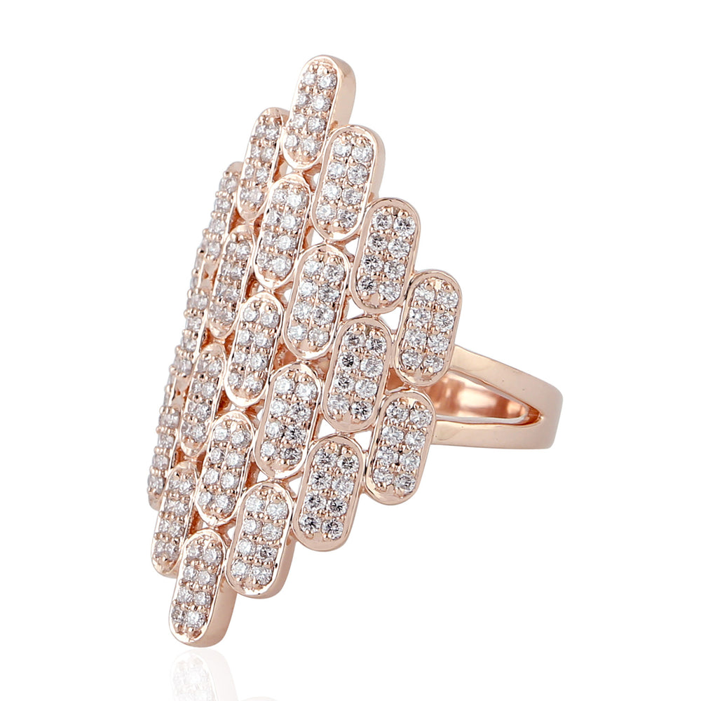 Natural Micro Pave Diamond Unique Design 18k Rose Gold Wedding Ring For Women