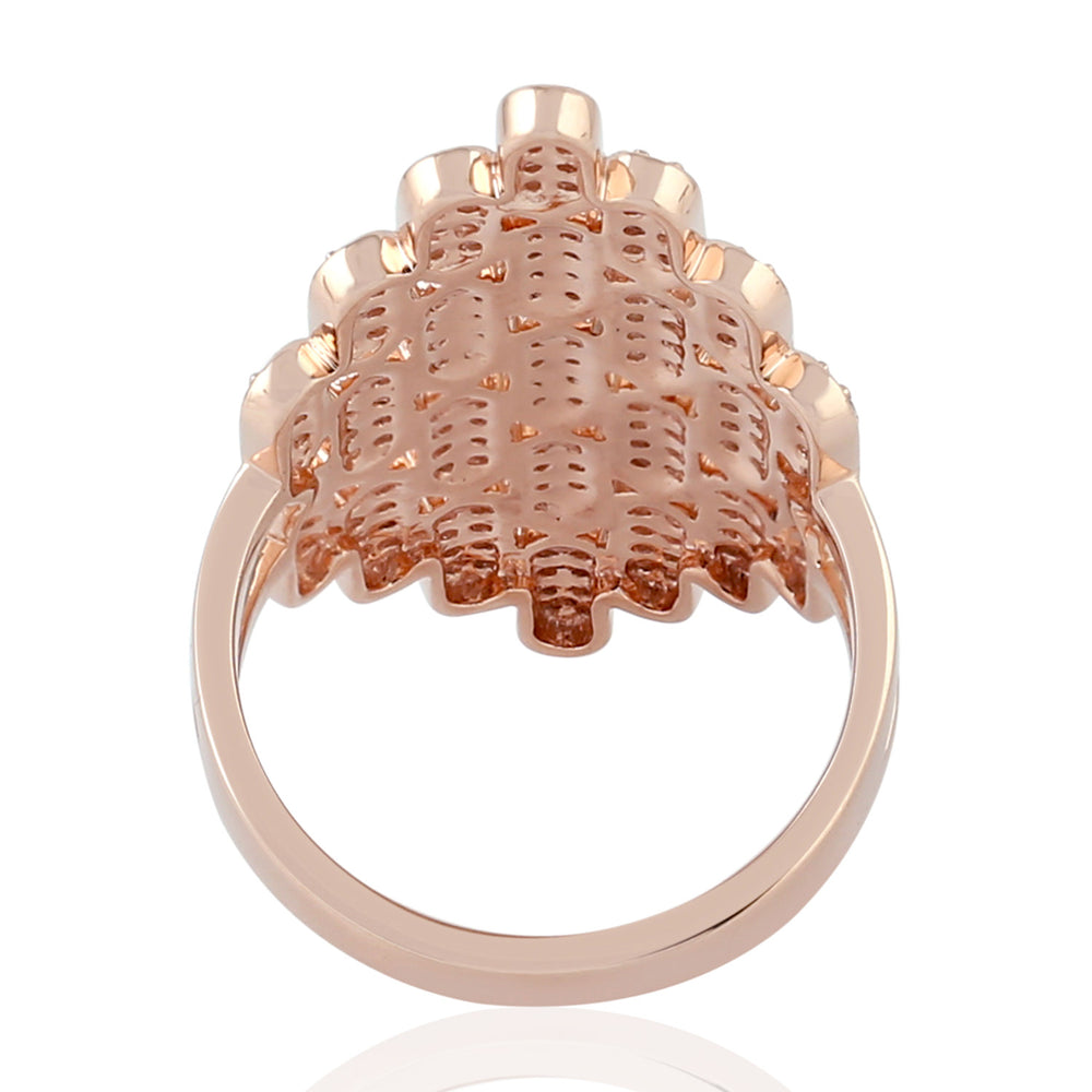 Micro Pave Diamond Long Ring In 18k Rose Gold Wedding For Women