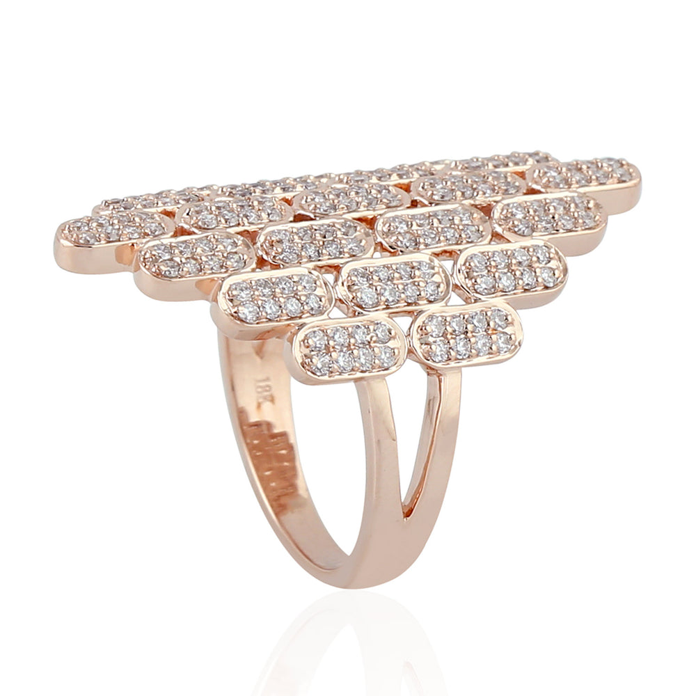 Micro Pave Diamond Long Ring In 18k Rose Gold Wedding For Women