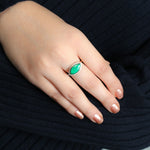 Marquise Malachite Pave Diamond Cocktail Ring Jewelry In 18k Yellow Gold