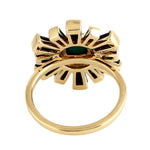 Chrysocolla Baguette Spinel Gemstone Diamond 18K Solid Gold Cocktail Ring Jewelry