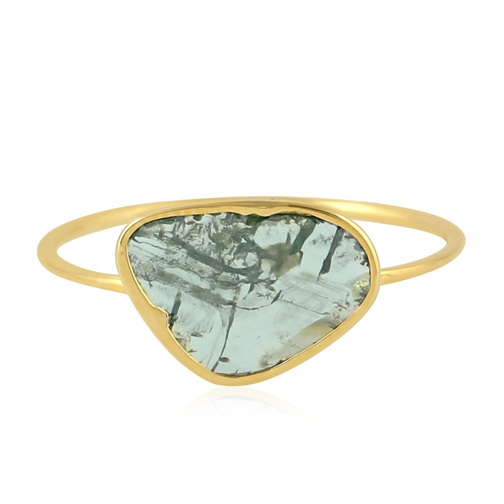 14K Yellow Gold Bezel Set Unshaped Slice Diamond Ring For Women