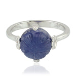 18K White Gold Carved Tanzanite Cocktail Ring December Birthstone Jewelry Gift