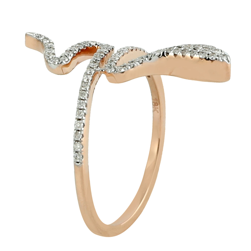 18K Rose Gold Pave Diamond Carved Snake Ring Jewelry For Gifts