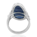 Egg Cut Blue Sapphire September Birthstone Ring Jewelry In 18K White Gold For Her